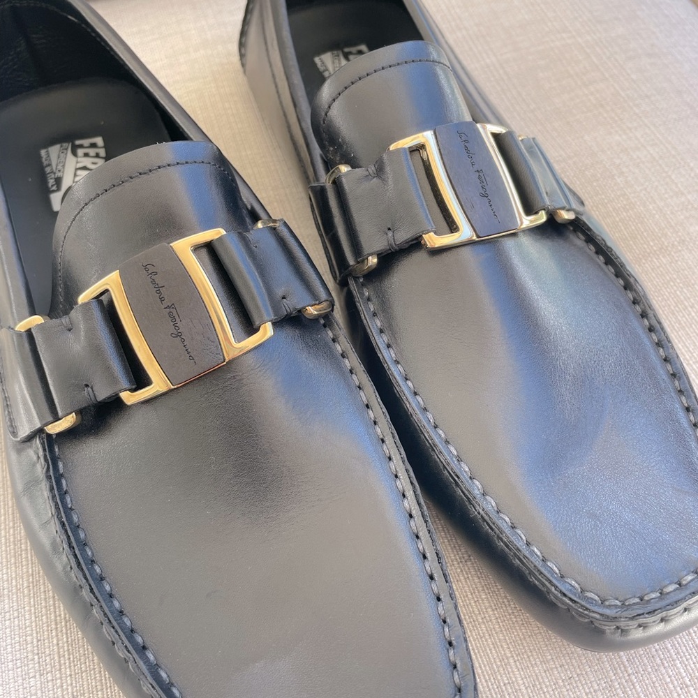 Salvatore Ferragamo Black Slipons